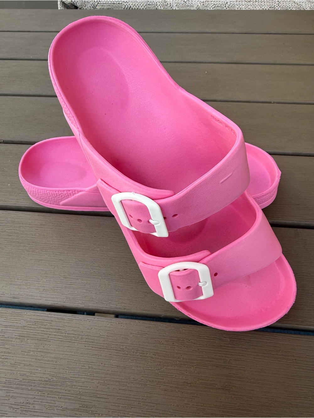 Women’s Pink Buckle Slide Sandals